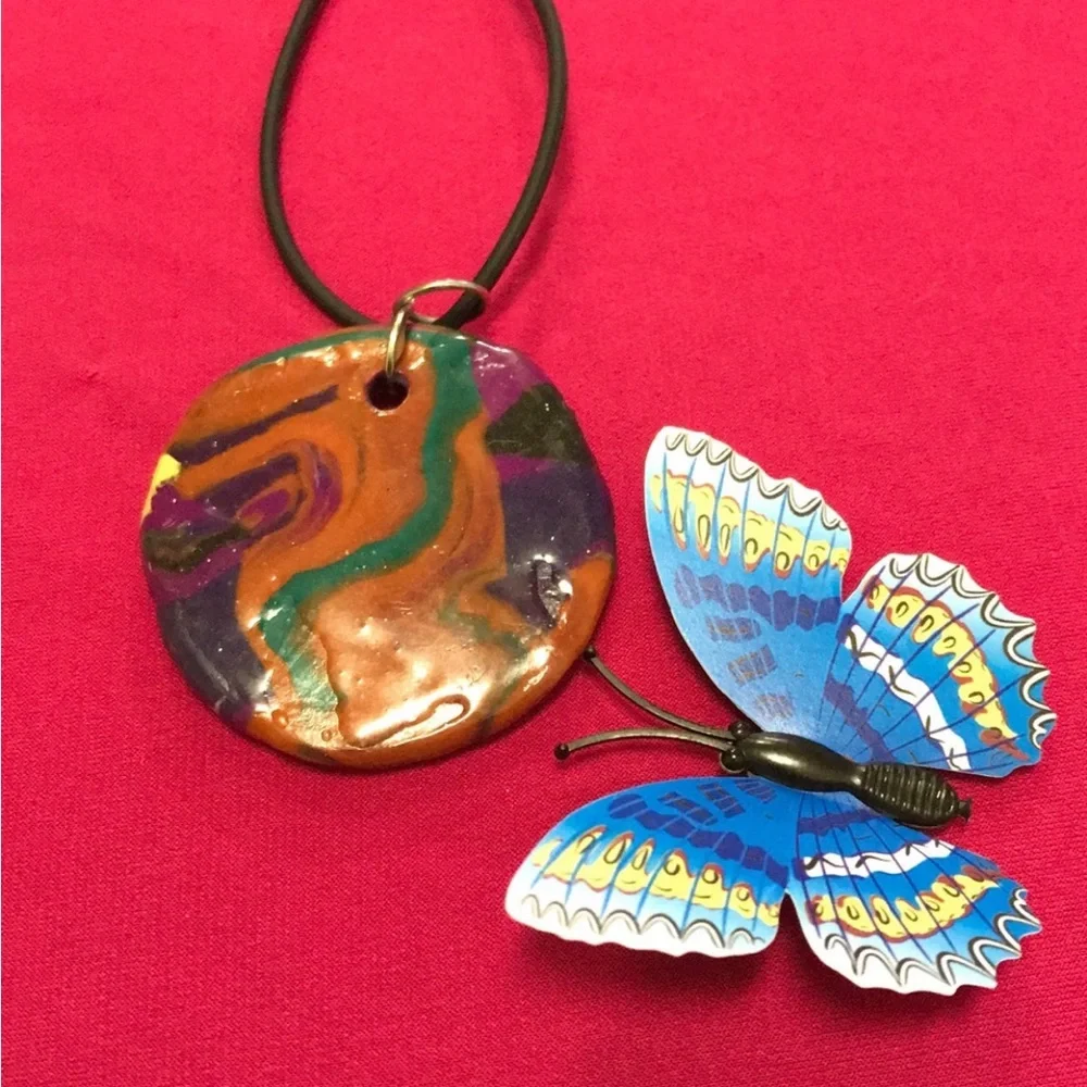 Bohemian Ceramic One of a Kind Handmade Rare Unique Necklace